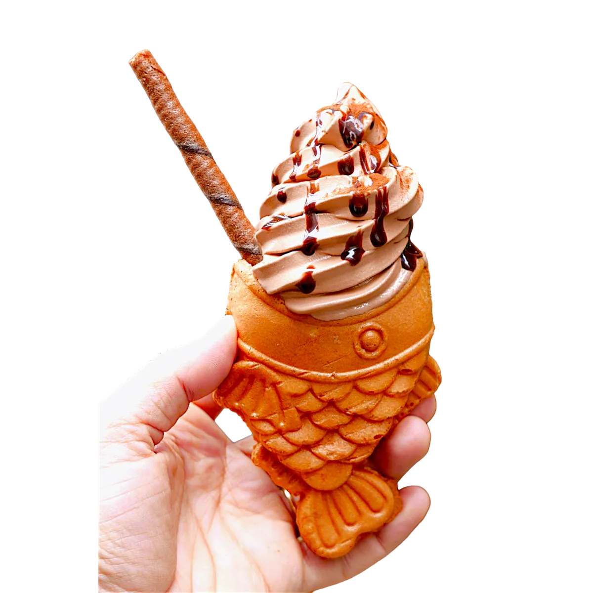 Chocolate-dipped soft serve cone