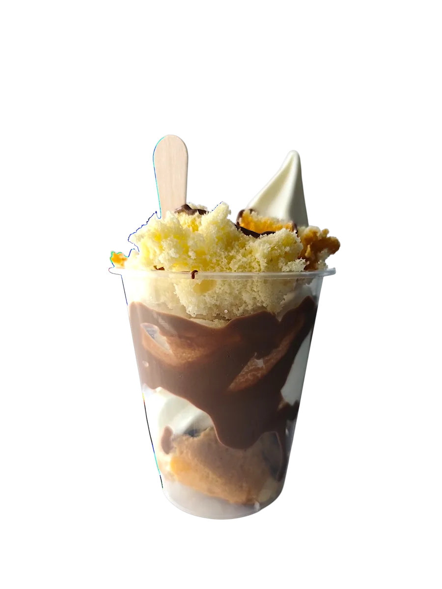 Chocolate sundae in a tub
