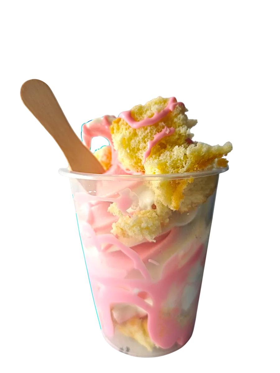 Strawberry sundae in a tub