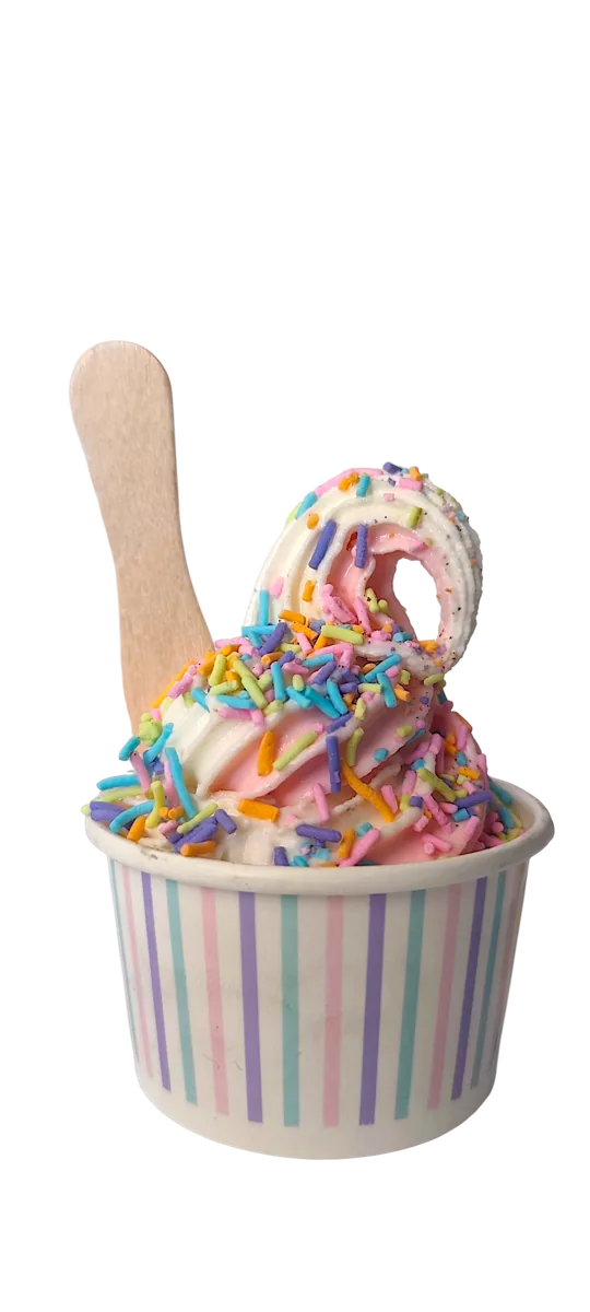 Soft serve tub with rainbow sprinkles